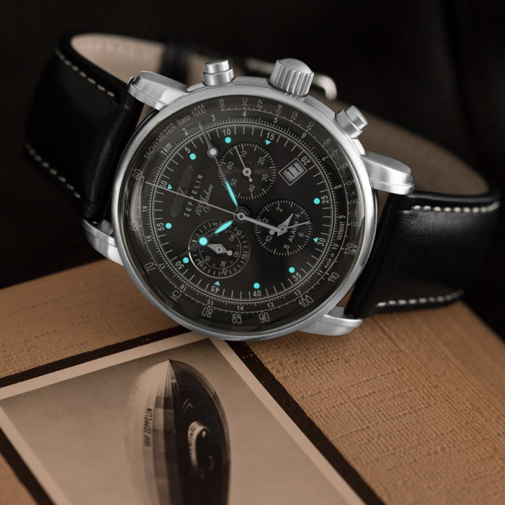 Relógio Masculino Automático Zeppelin 100 Anos Black Premium – Cronógrafo